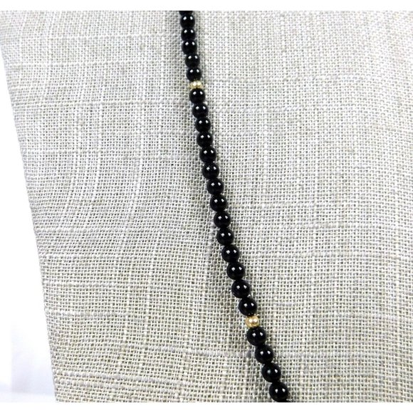 Vintage Black/Gold Tone Beaded Necklace 14K Spring Ring Clasp SEE DESCRIPTION - Picture 6 of 9